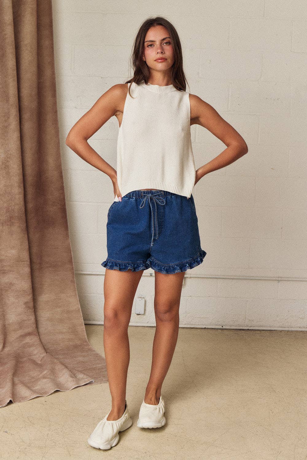 Sleeveless Knit Tie Back Top Relaxed Fit