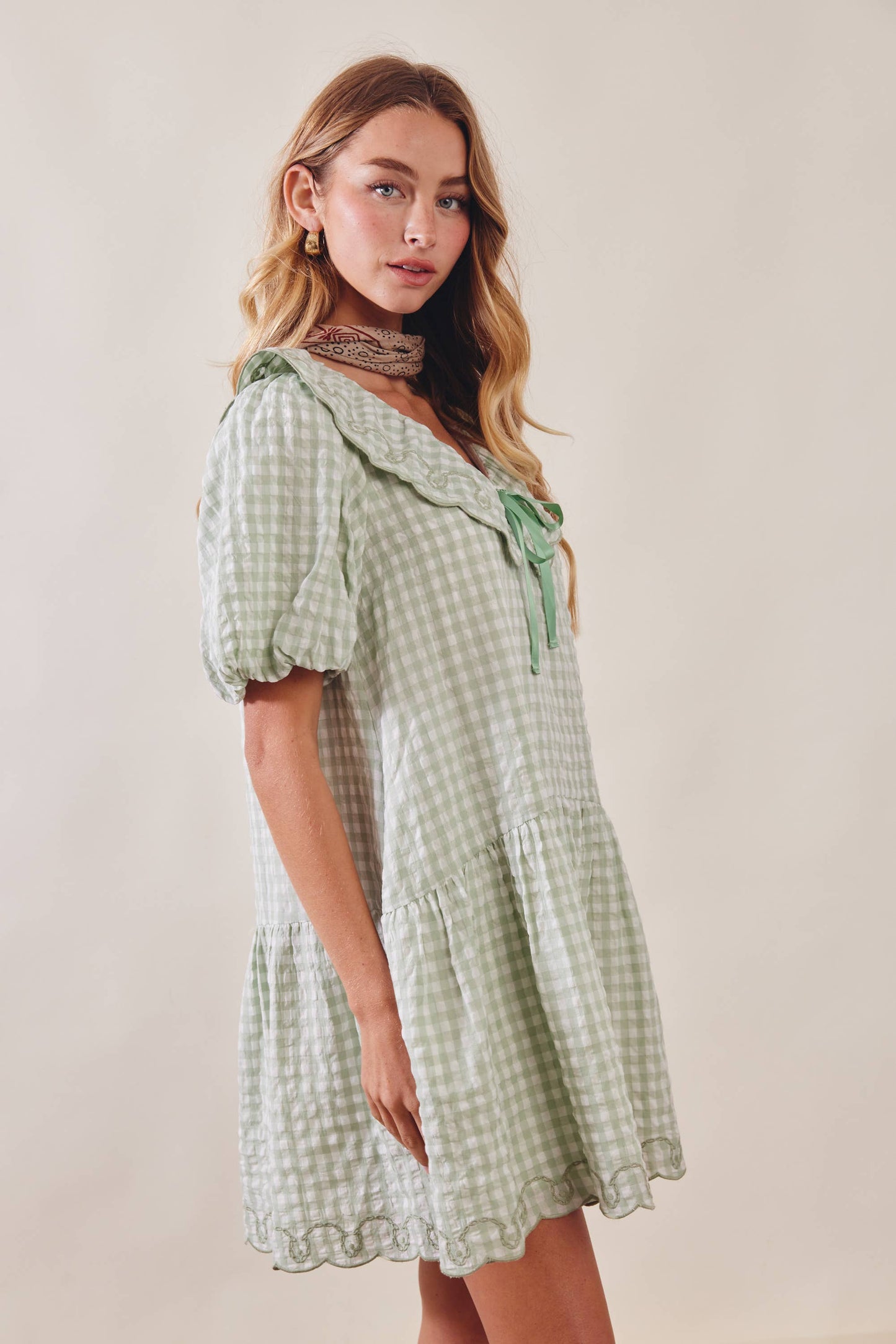 Gingham Ruffle Babydoll Dress