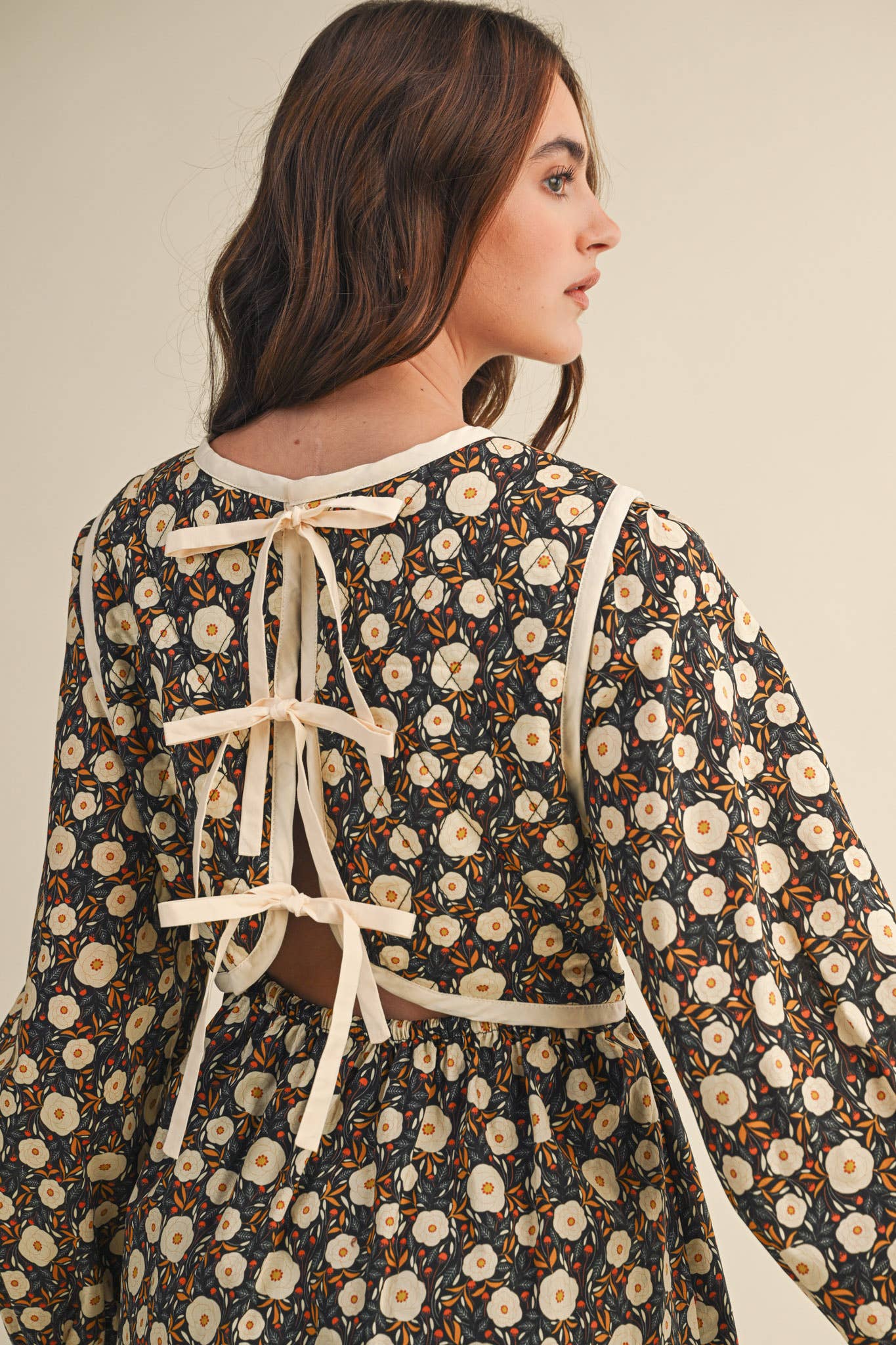 QUILTED FLORAL MINI DRESS