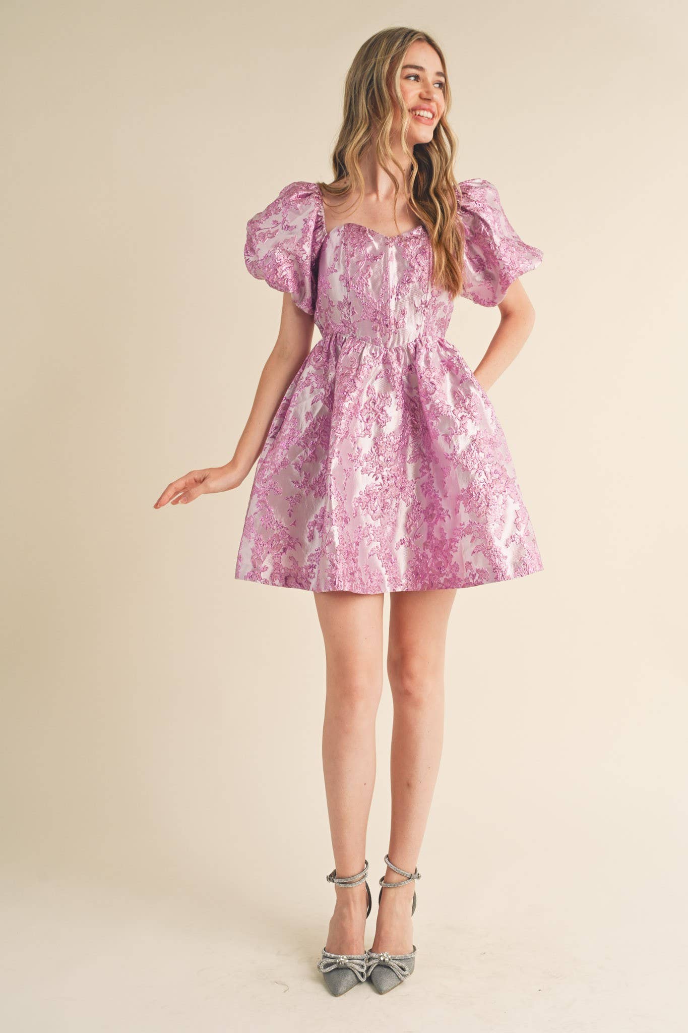 Bubble Sleeve Corset Mini Dress