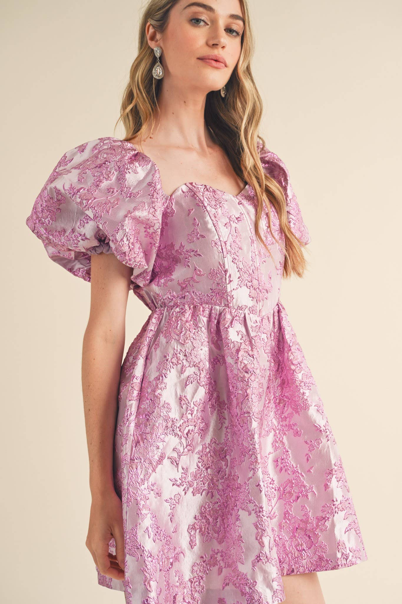 Bubble Sleeve Corset Mini Dress