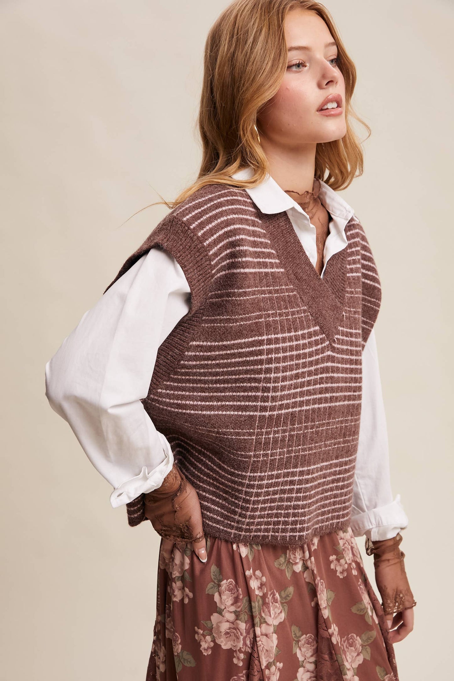 Plaid Knit Sweater Vest