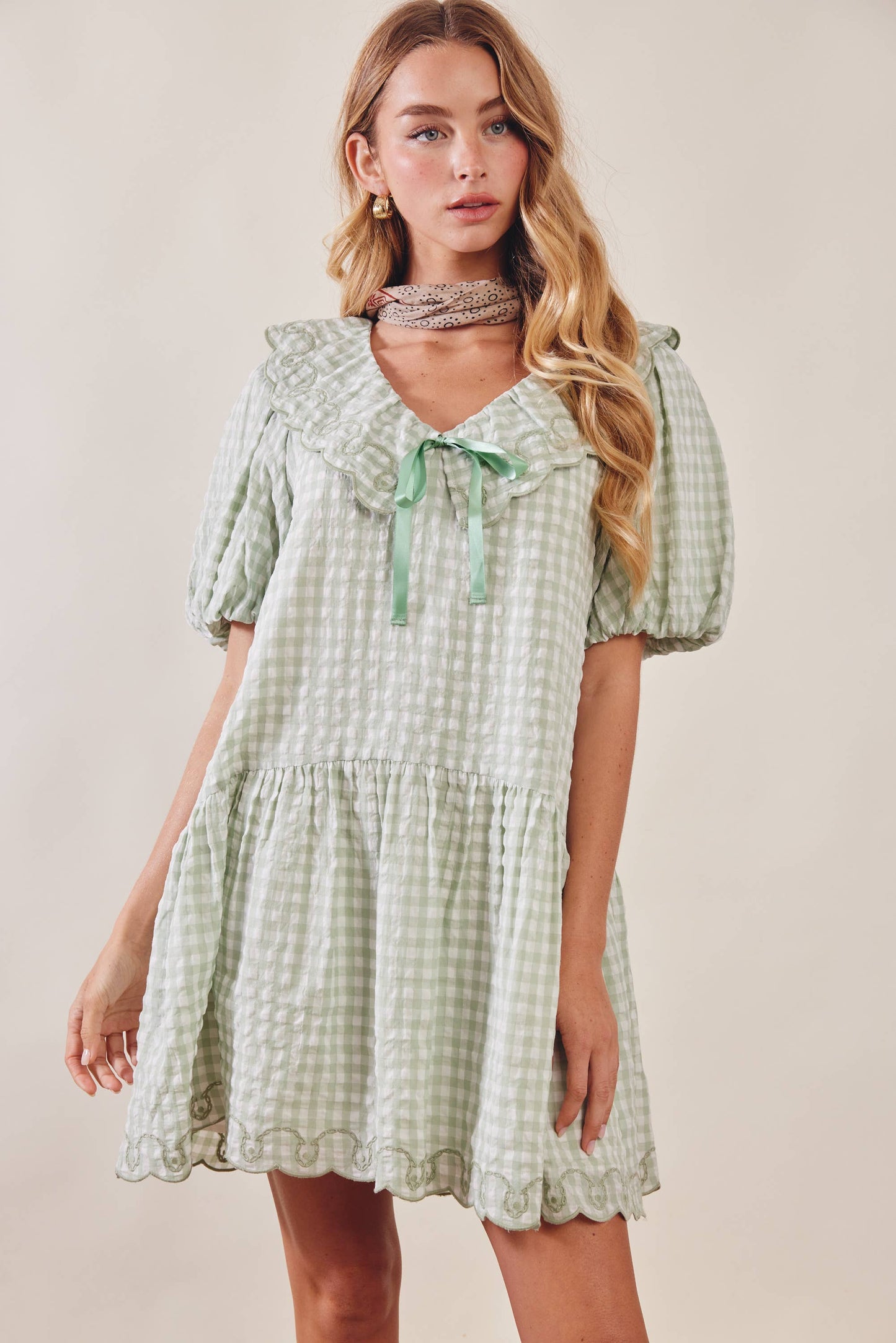 Gingham Ruffle Babydoll Dress