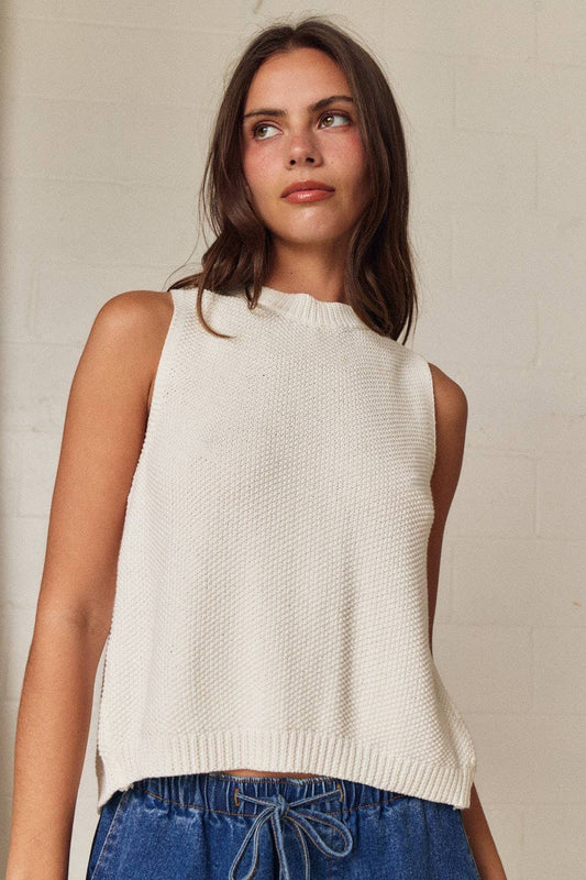 Sleeveless Knit Tie Back Top Relaxed Fit