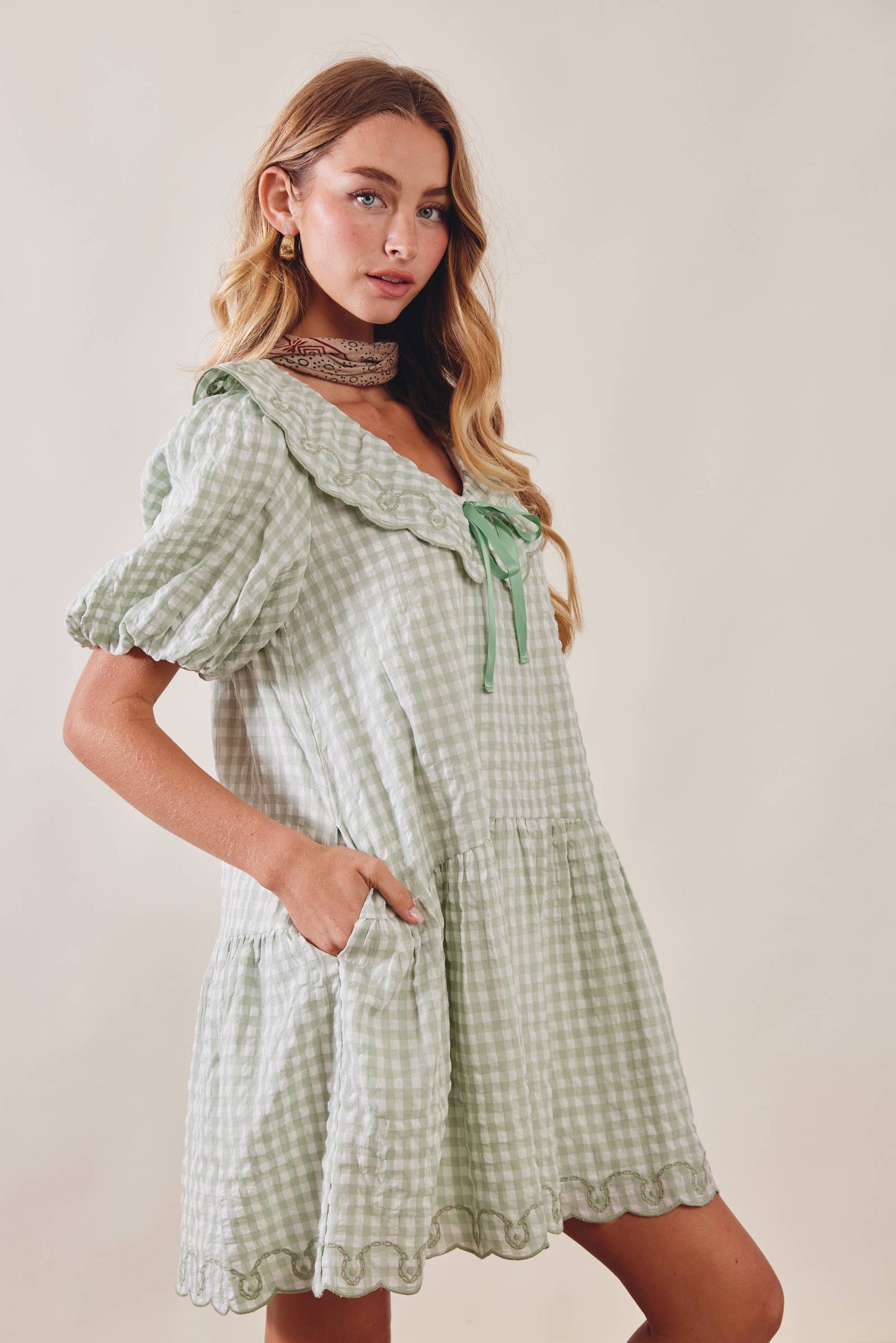 Gingham Ruffle Babydoll Dress