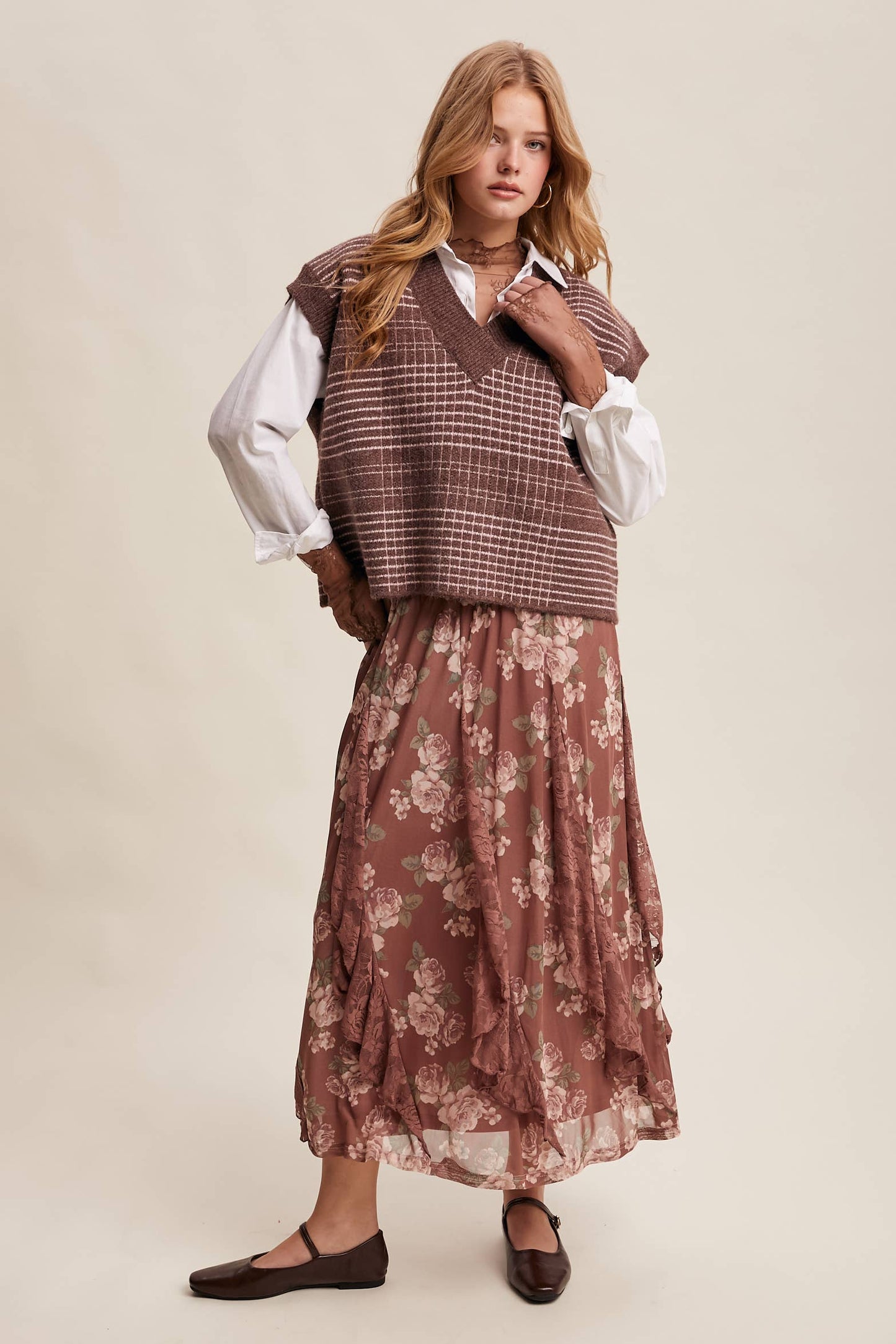 Plaid Knit Sweater Vest
