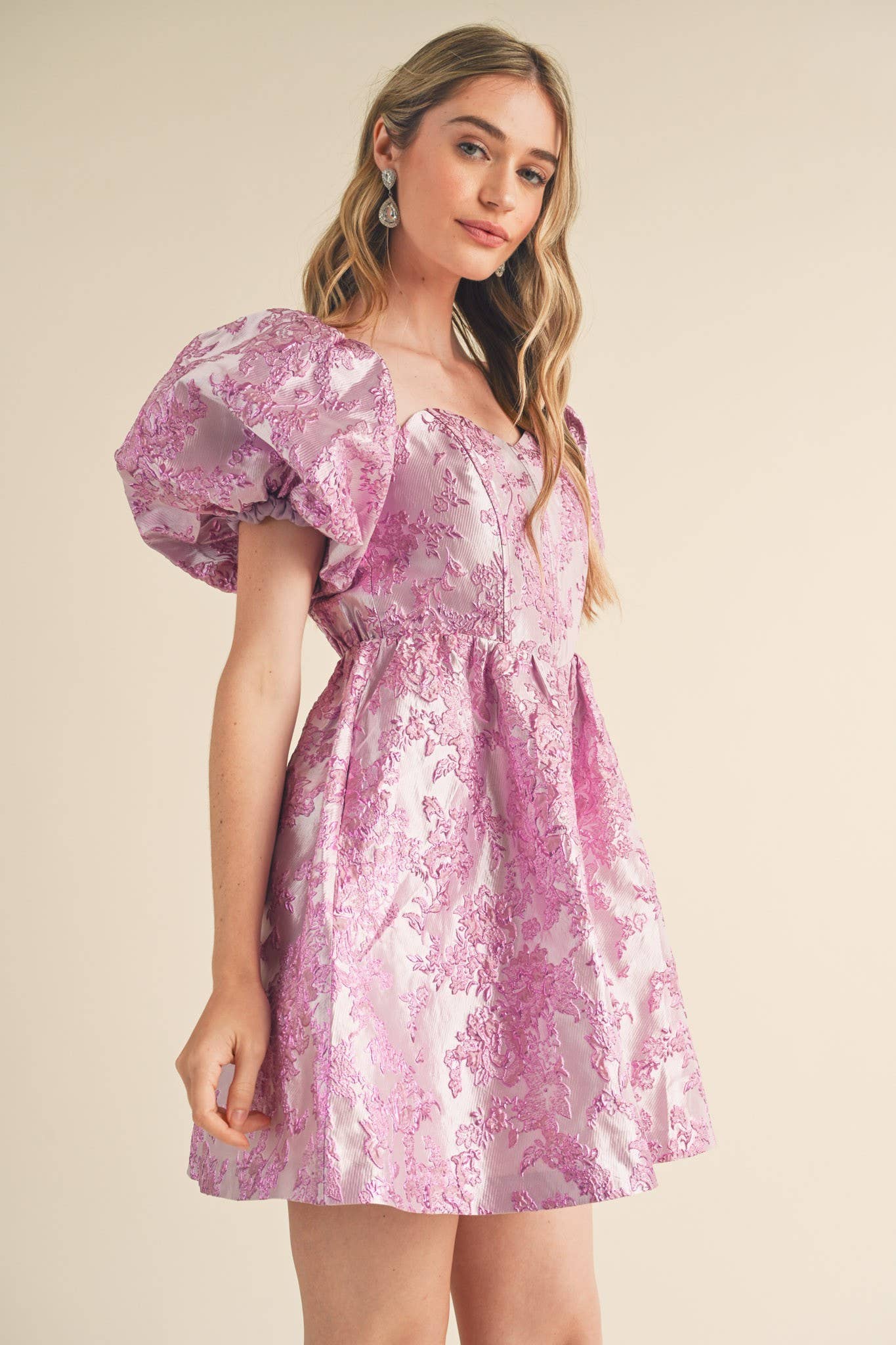 Bubble Sleeve Corset Mini Dress