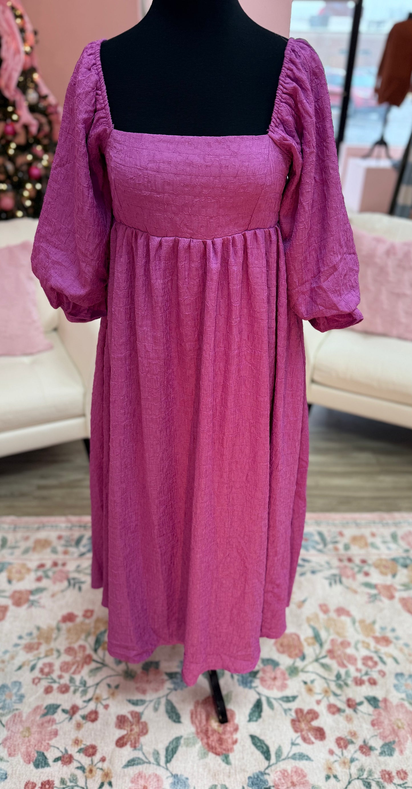 Midi Puff Sleeve Dress