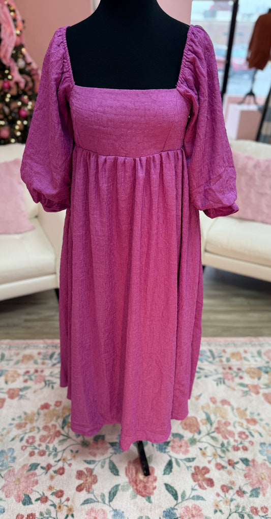 Midi Puff Sleeve Dress