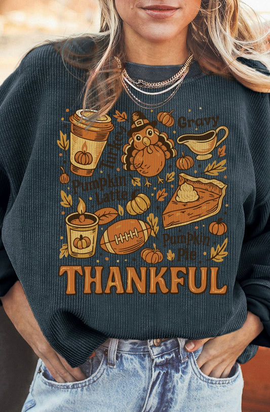 Ribbed Thankful Sweatshirts
