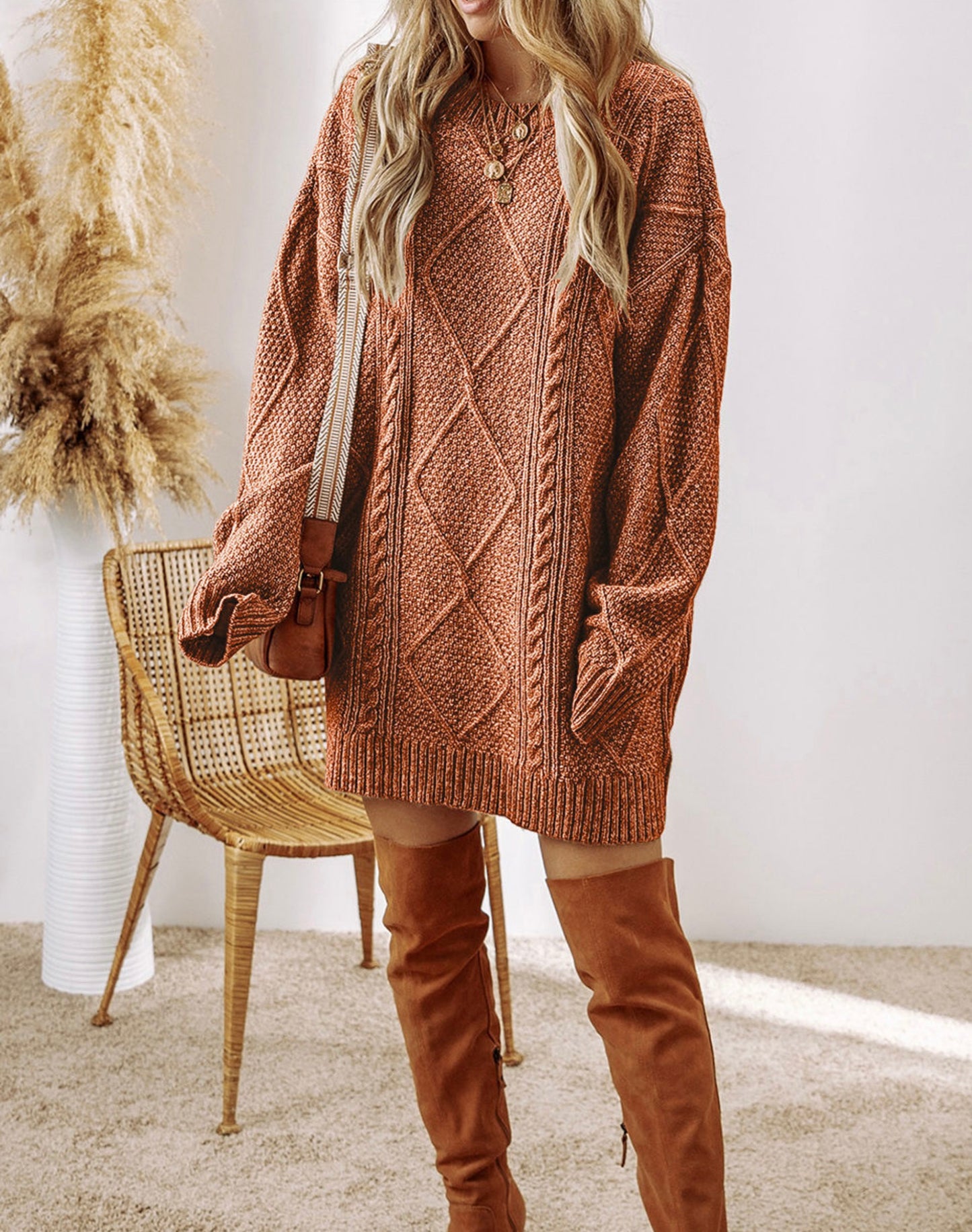 Cable Knit Sweater Dress