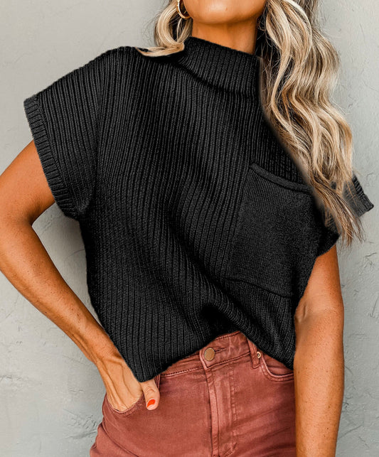 Ribbed Knit SS Sweater