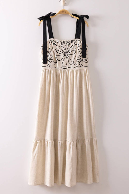 Embroidery Detail Midi Dress