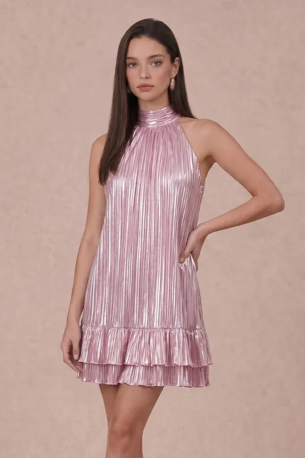 Foiled Metallic Party Girl Dress