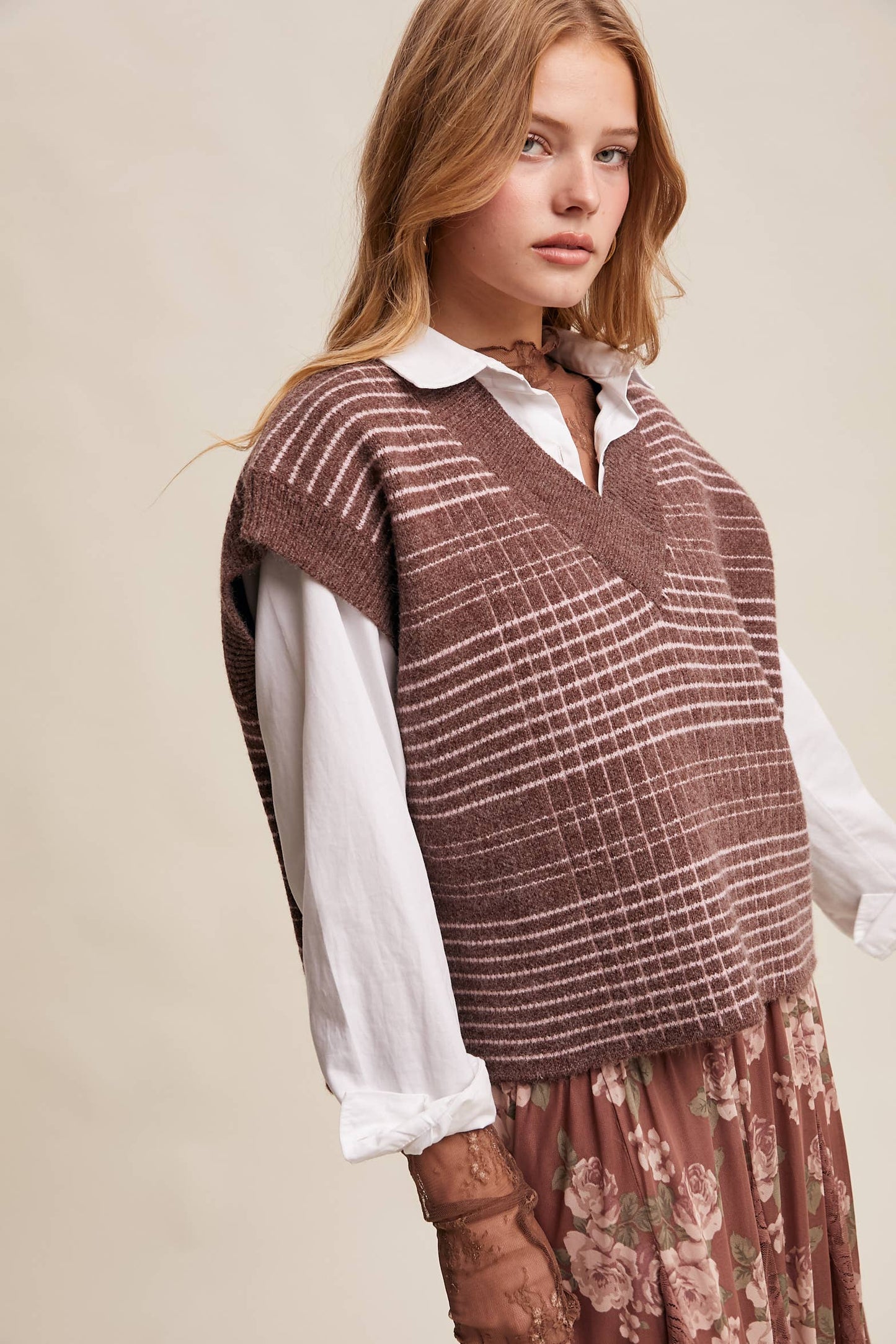 Plaid Knit Sweater Vest