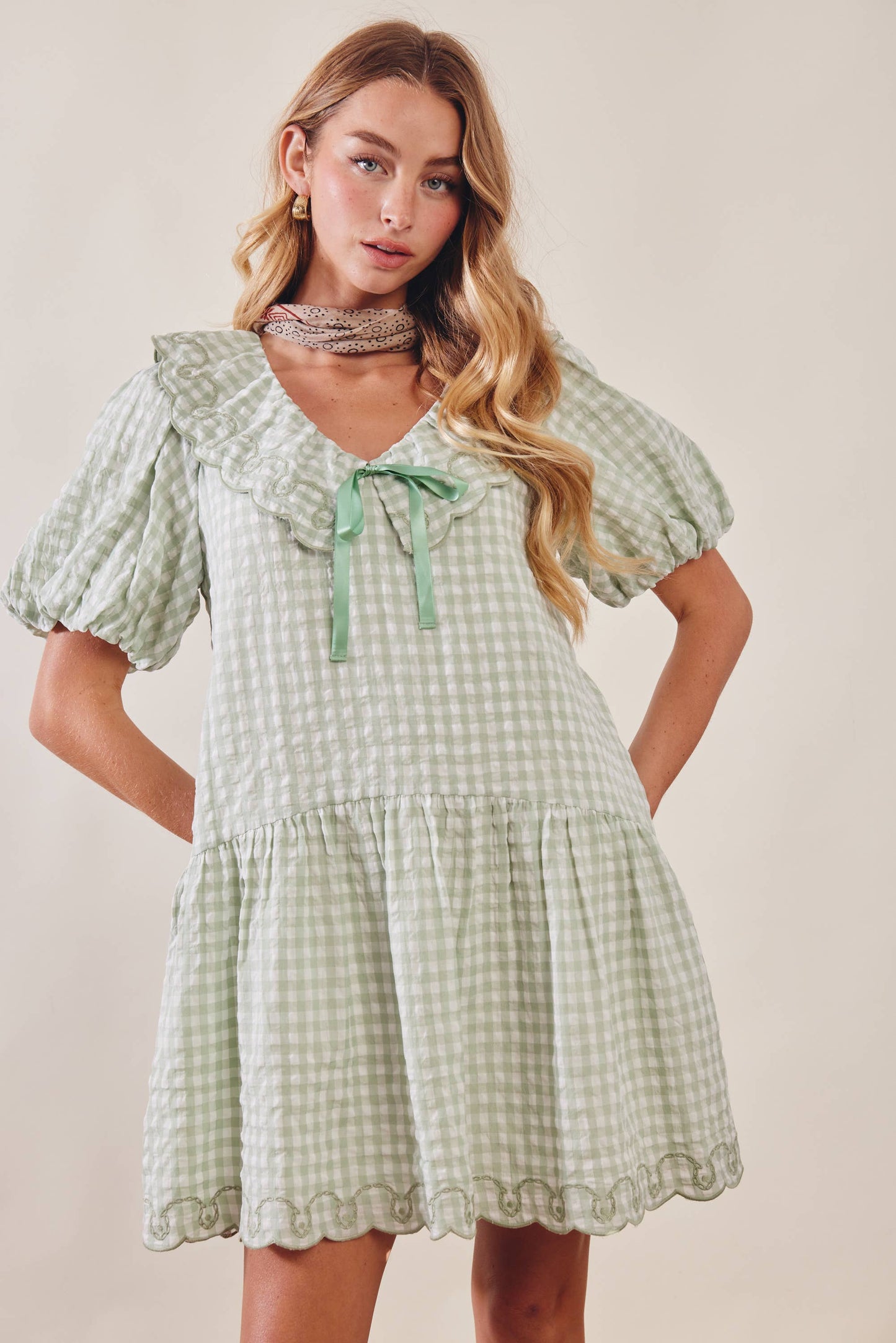 Gingham Ruffle Babydoll Dress
