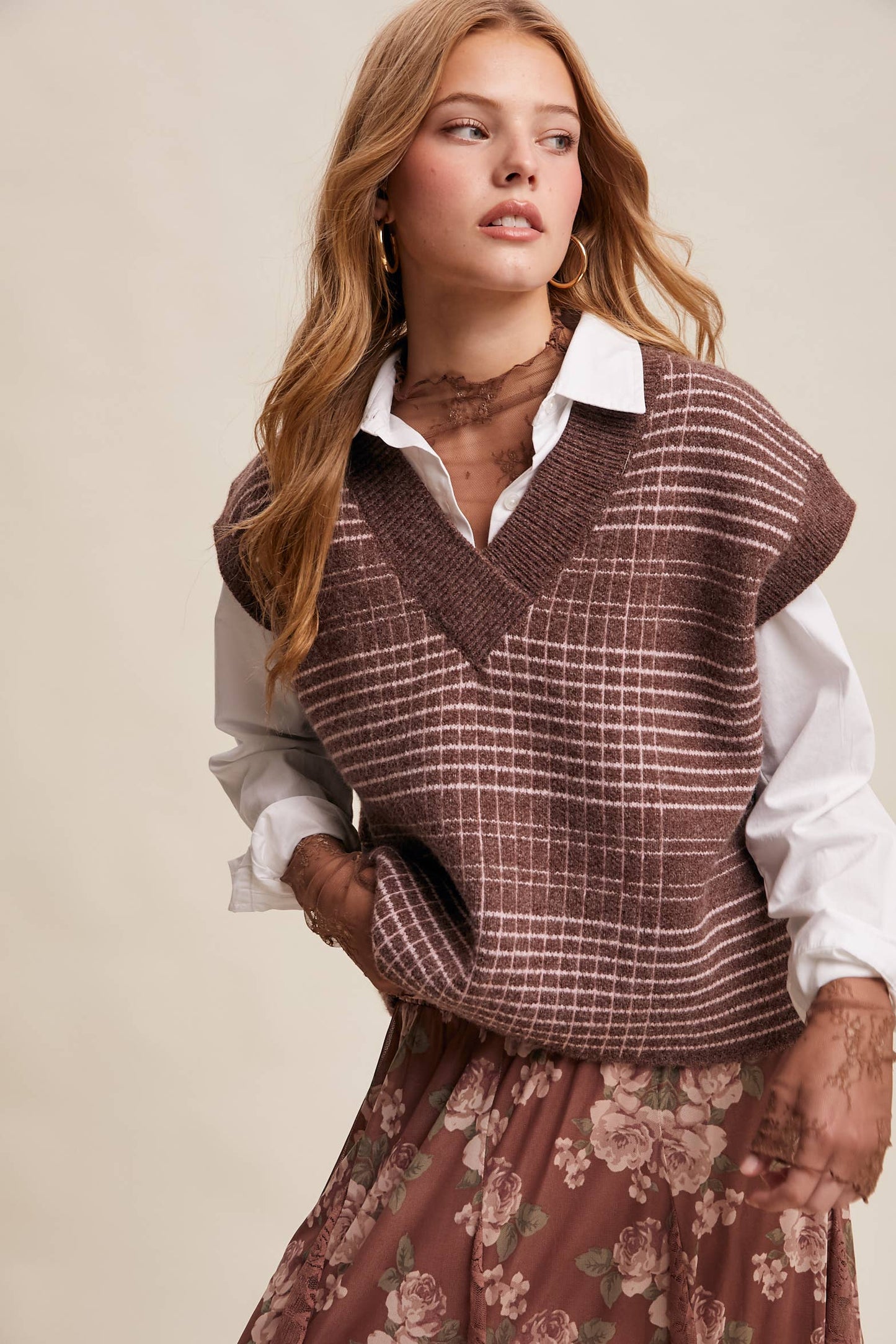 Plaid Knit Sweater Vest