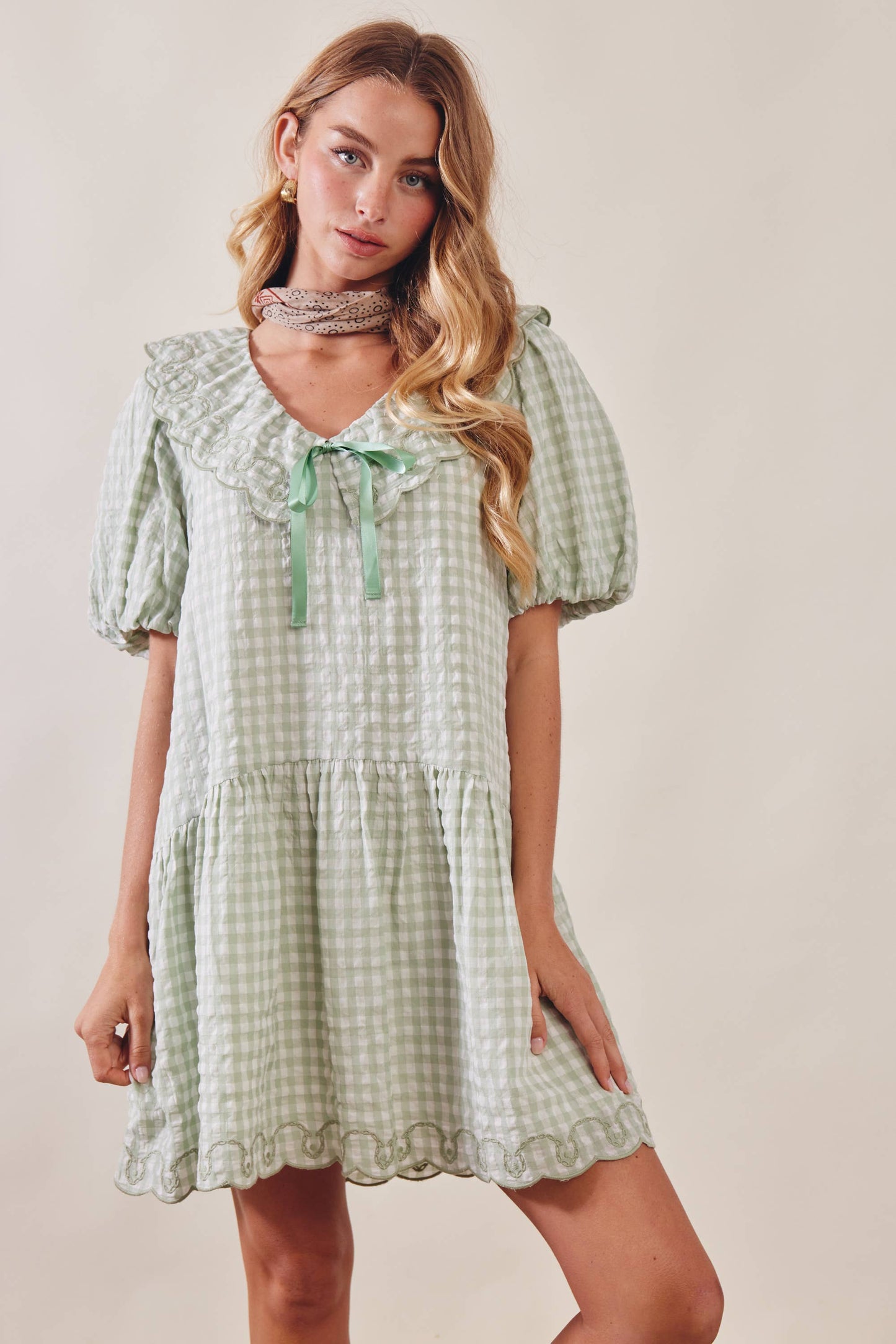Gingham Ruffle Babydoll Dress