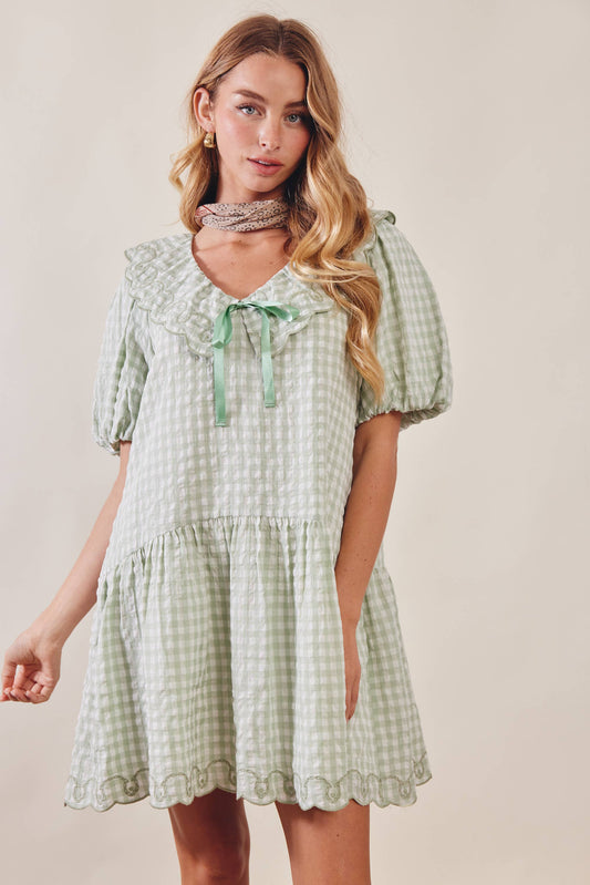 Gingham Ruffle Babydoll Dress