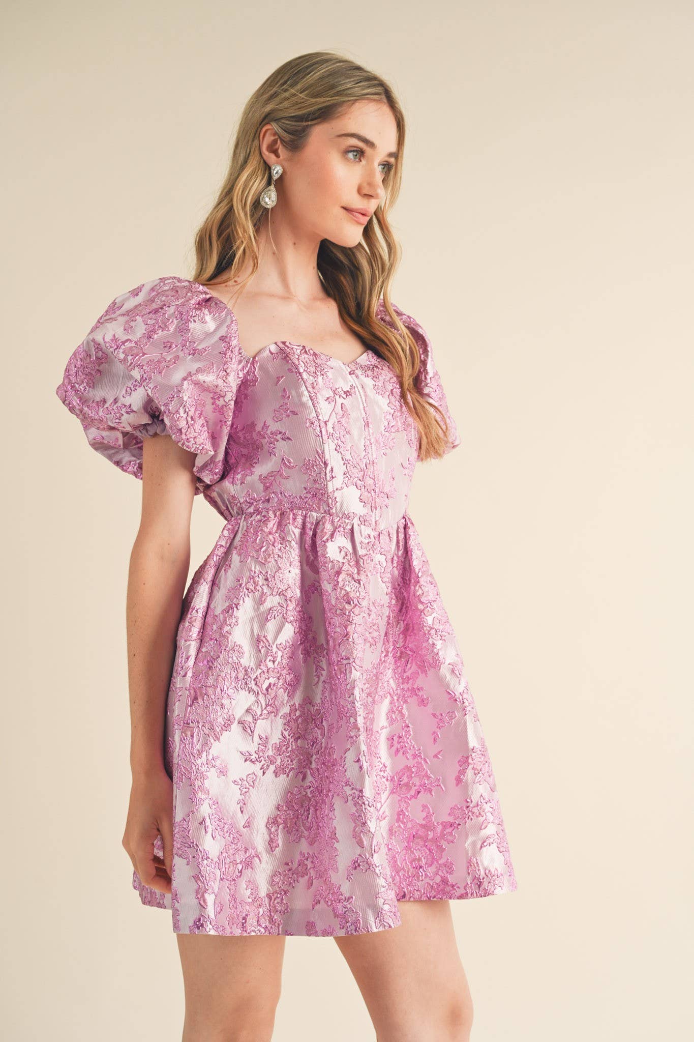 Bubble Sleeve Corset Mini Dress