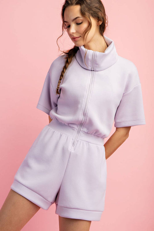 MODAL SCUBA SHORT SLEEVE FULL ZIP ROMPER