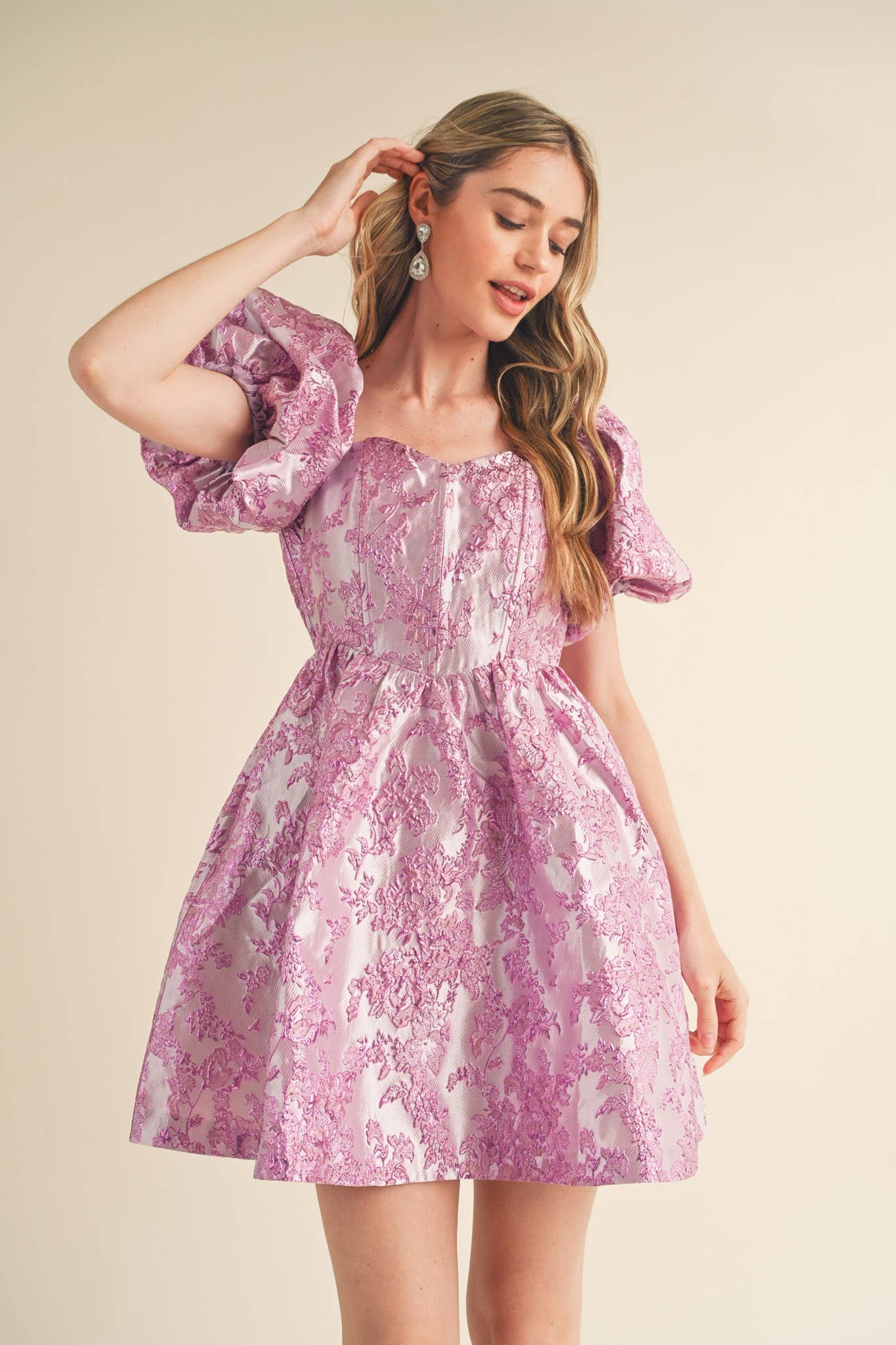 Bubble Sleeve Corset Mini Dress