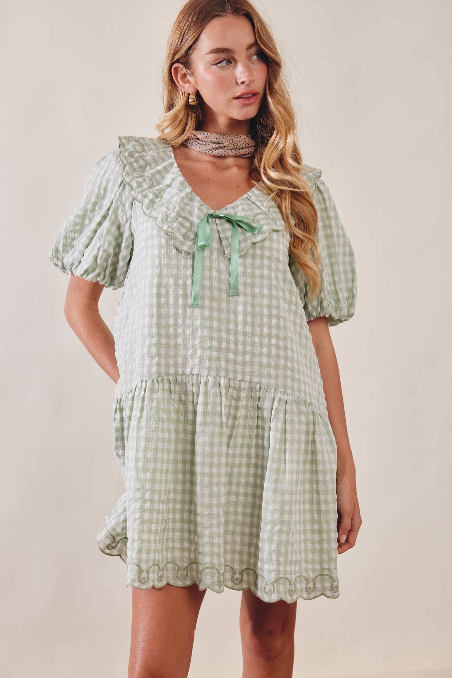 Gingham Ruffle Babydoll Dress